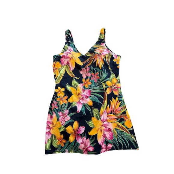 "ISLANDER" Tropical 1 Piece Swimsuit SZ 16 Hawaii Beach Sunbathing Poolside Swim - Picture 3 of 11